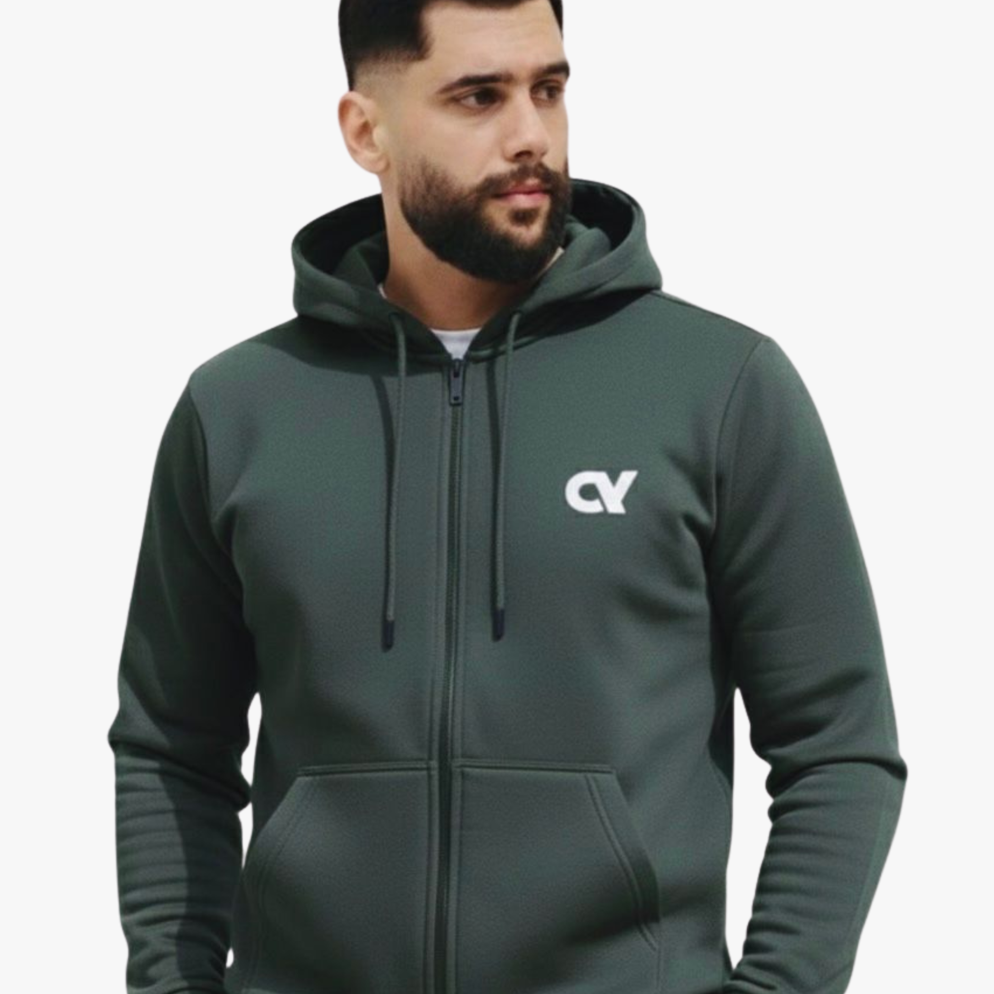 Men’s Premium Winter Full-Zip Hoodie Tracksuit Set - Sage Green