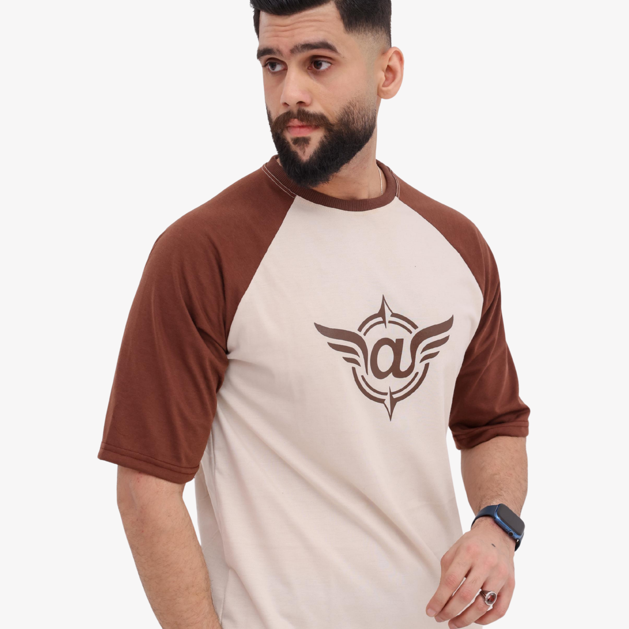Vintage Brown & Cream Graphic Baseball T-Shirt