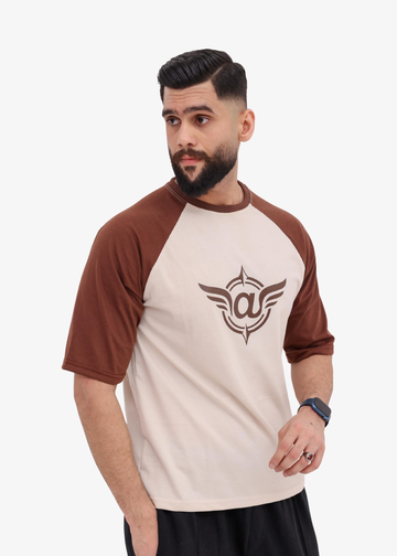 Vintage Brown & Cream Graphic Baseball T-Shirt